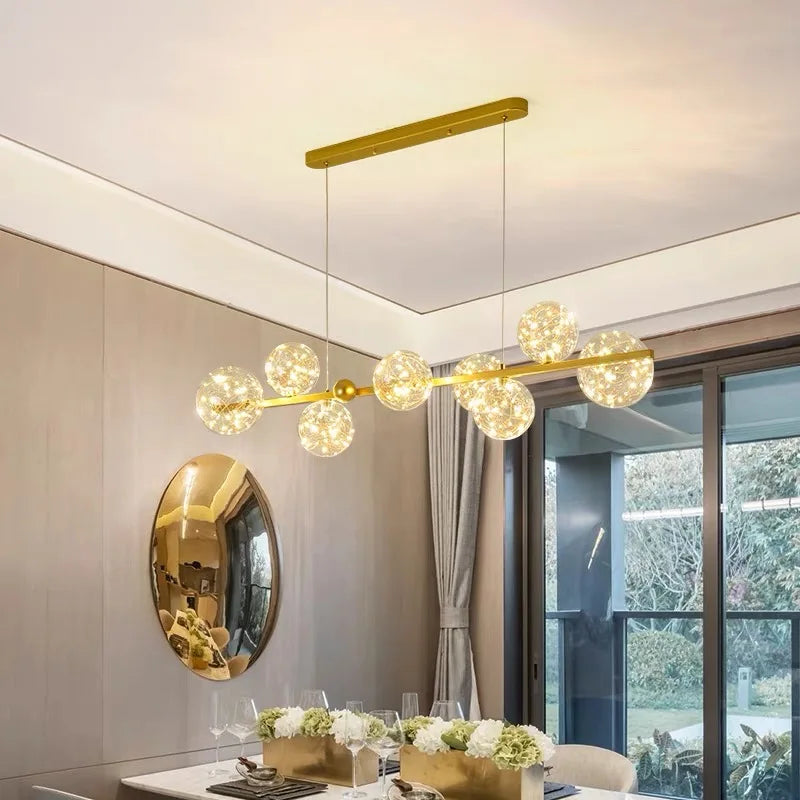 Afralia™ Nordic Glass Bubble LED Chandelier: Modern Parlor Dining Room Lighting for Romantic Atmosphere