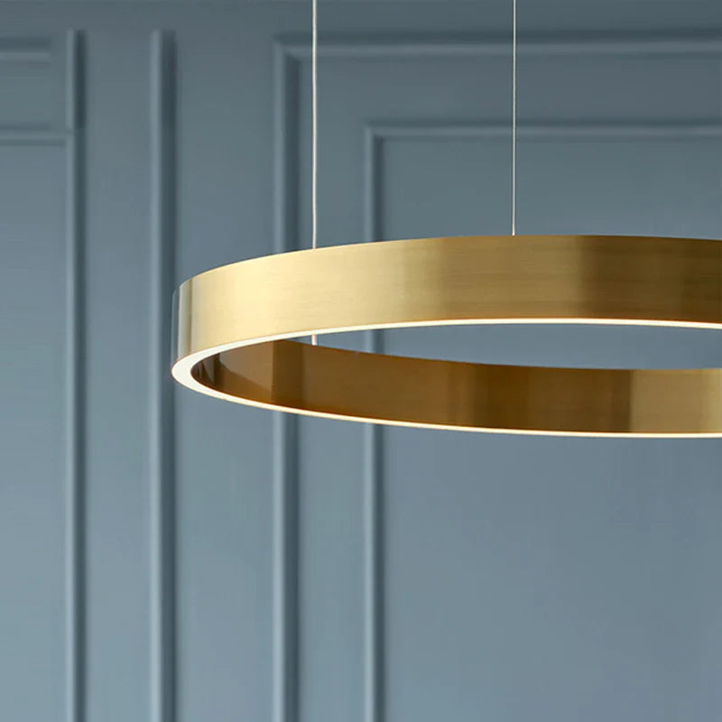 Afralia™ LED Chandelier: Round Rings Pattern, Gold, Modern Design for Living, Dining, Bedroom, Kitchen.