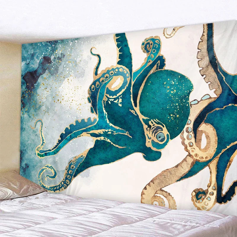 Afralia™ Octopus Tapestry: Large Bohemian Wall Decor for Home, Yoga, Mandala Hippie Mat