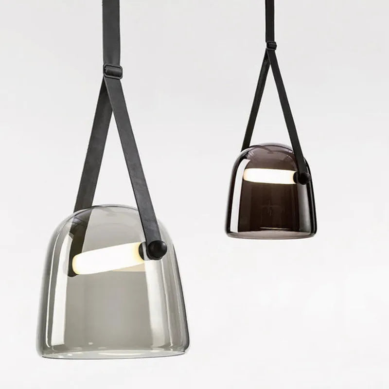 Brokis Mona Pendant Lamp with Leather Strap - Afralia™ Glass Floor LED Hanging Light