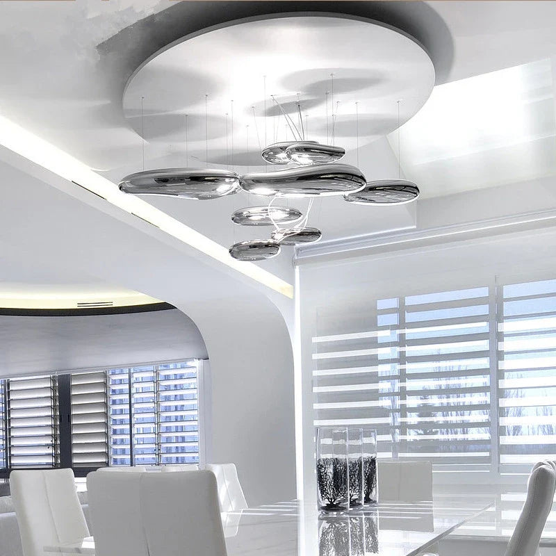 Afralia™ Mercury Collection LED Glass Pendant Lamp - Silver Luxury Designer Lighting