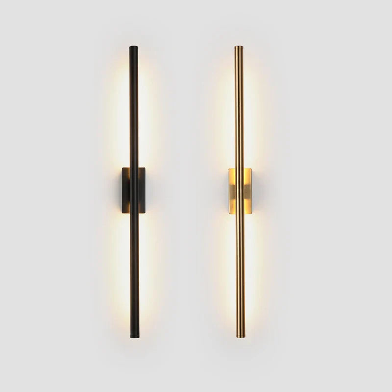 Afralia™ LED Metal Tube Wall Lamp Modern Black Gold Decor Sconce for Bedroom Foyer Bathroom