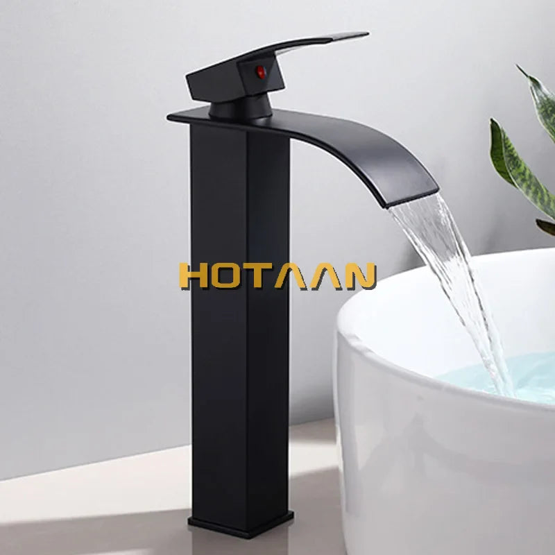 Afralia™ Black Plated Brass Basin Faucet Single Lever Hot&Cold Mixer Tap