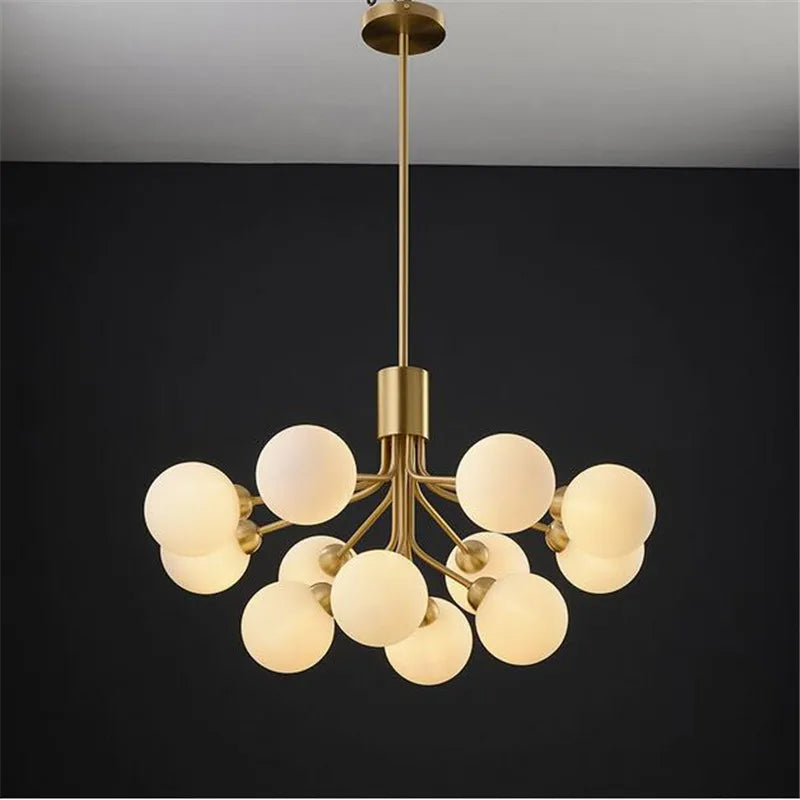 Afralia™ Gold Glass Ball Chandelier: Luxury LED Lighting for Dining Room, Kitchen, Cafe