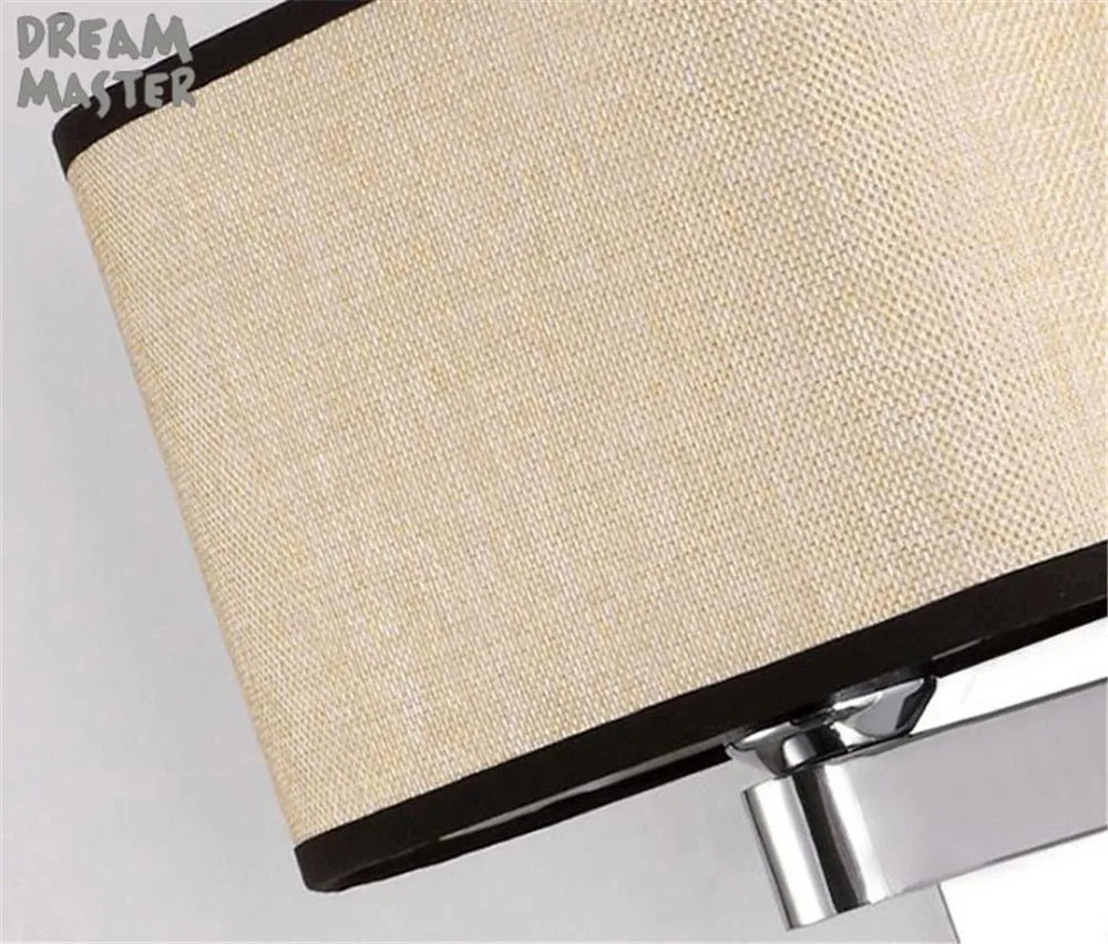 Afralia™ Vintage Industrial Bedside Wall Sconce with Oval Fabric Shade