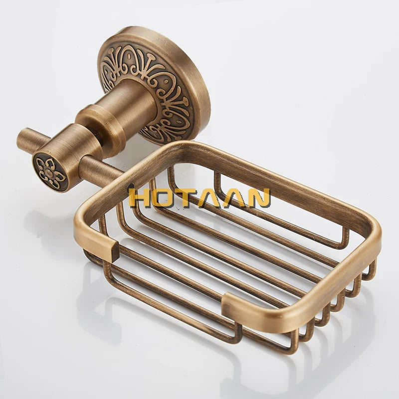 Afralia™ Antique Brass Bathroom Soap Basket Wall Mounted Soap Dish Holder