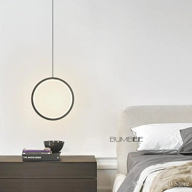 Afralia™ Modern Minimalist Ring Pendant Light LED Hanging Lamp Fixture for Bedroom, 110v/220v