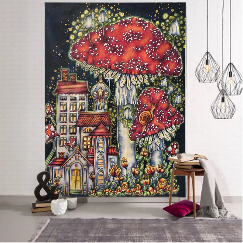 Afralia™ Mushroom Tapestry Identification Chart Wall Art Boho Room Decor