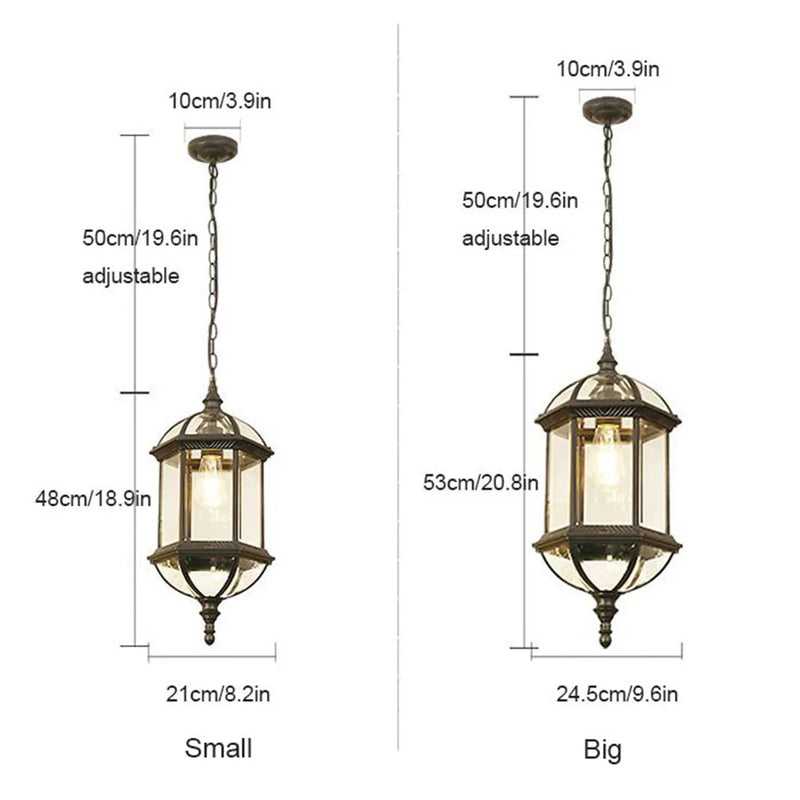 Afralia™ Black Rustic Outdoor Hanging Lantern Light with Clear Glass Flush Mount Fixture