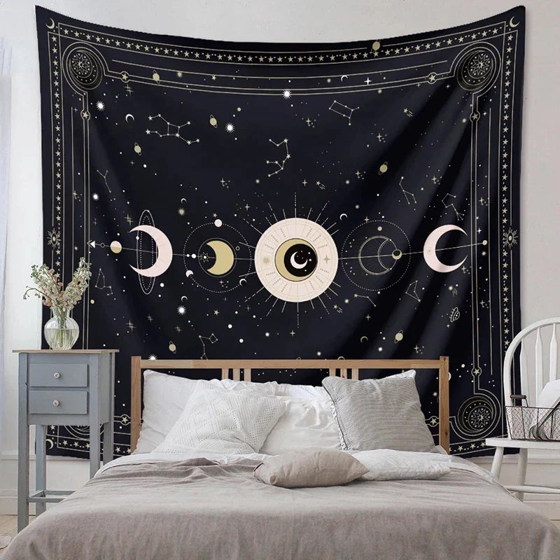 Afralia™ Psychedelic Snake Moon Flower Tapestry Hippie Wall Hanging Home Decor