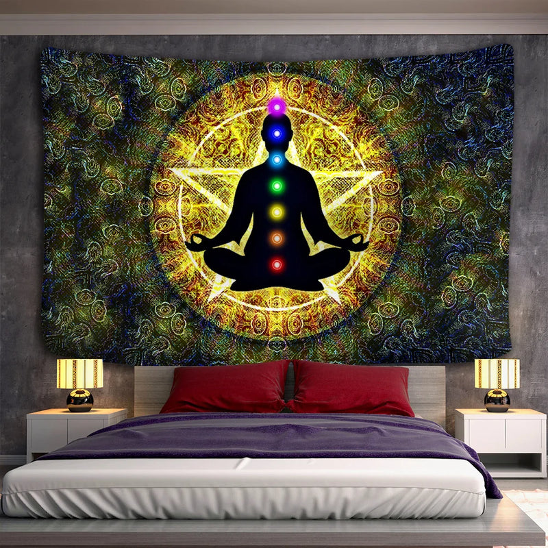 Afralia™ Meditation Chakra Mandala Tapestry: Yoga & Home Decor