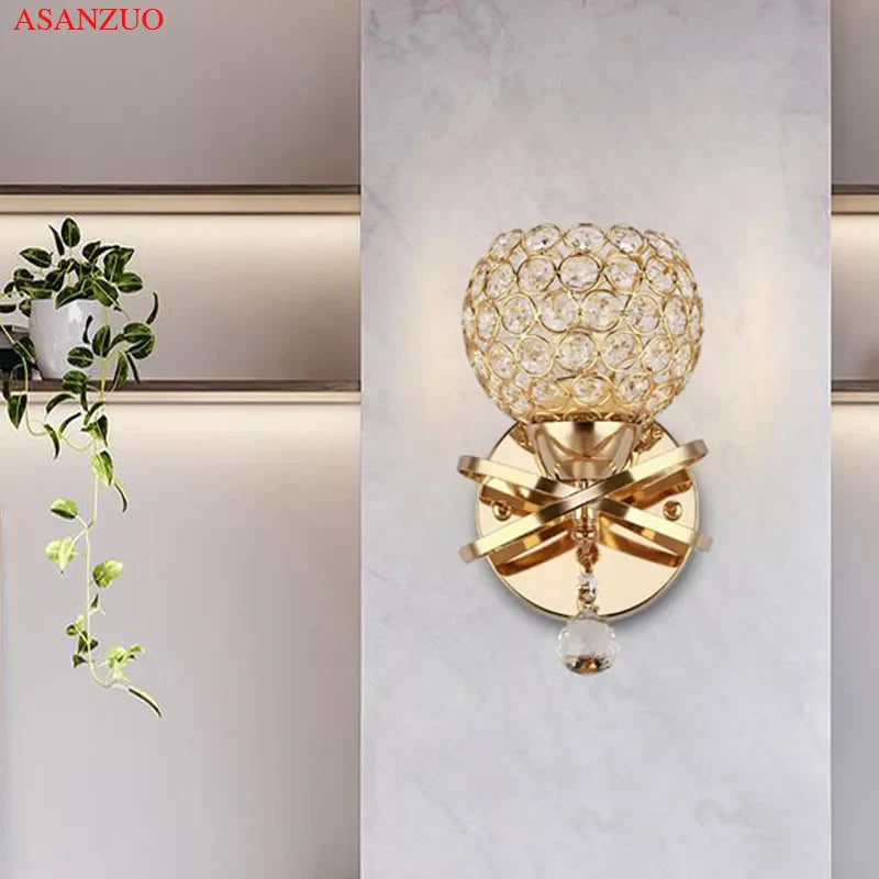 Afralia™ Golden Crystal Wall Lamps - Luxury Lighting Fixtures for Home Decor