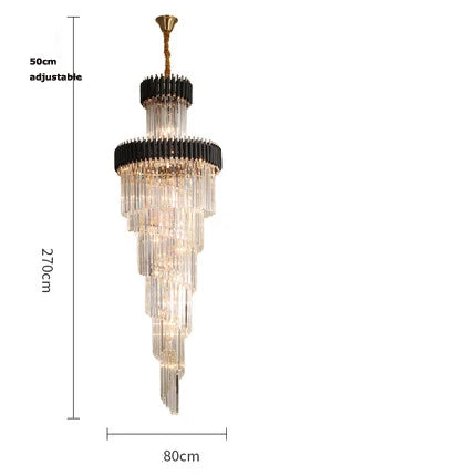 Afralia™ Crystal Black Clear LED Chandelier Lighting for Staircase Foyer