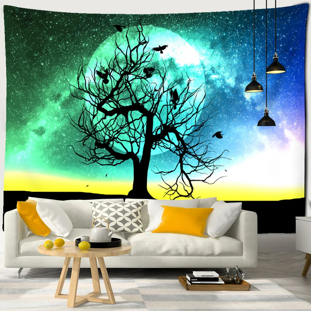 Tree Of Life Tapestry Wall Hanging Nature Landscape Aesthetic Room Decor by Afralia™