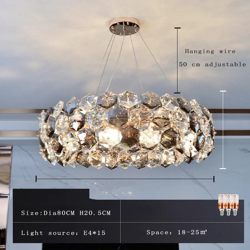 Afralia™ Crystal Wrought Iron Chandelier: Creative Dining & Living Room Suspension Light