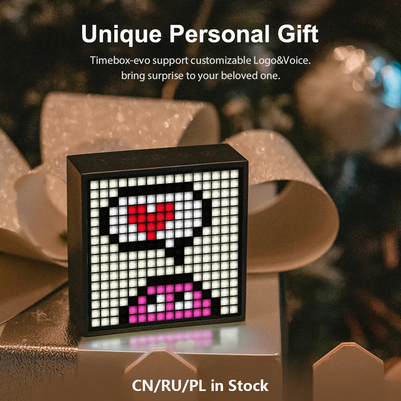 Afralia™ Timebox Evo Portable Speaker with Pixel Art LED Display - Unique Gift Choice