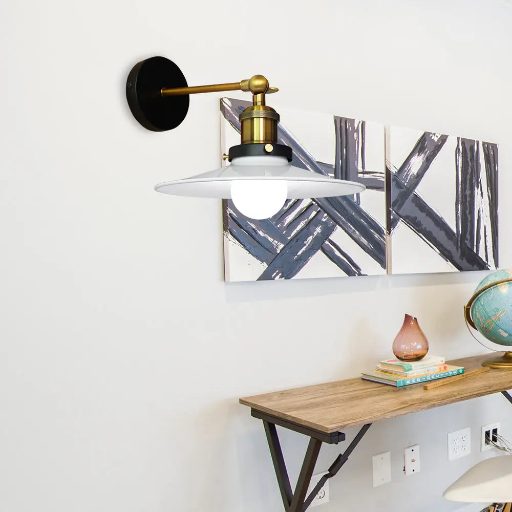 Afralia™ Loft LED Wall Lamp Industrial Decor Iron Lampshade Bedroom Light