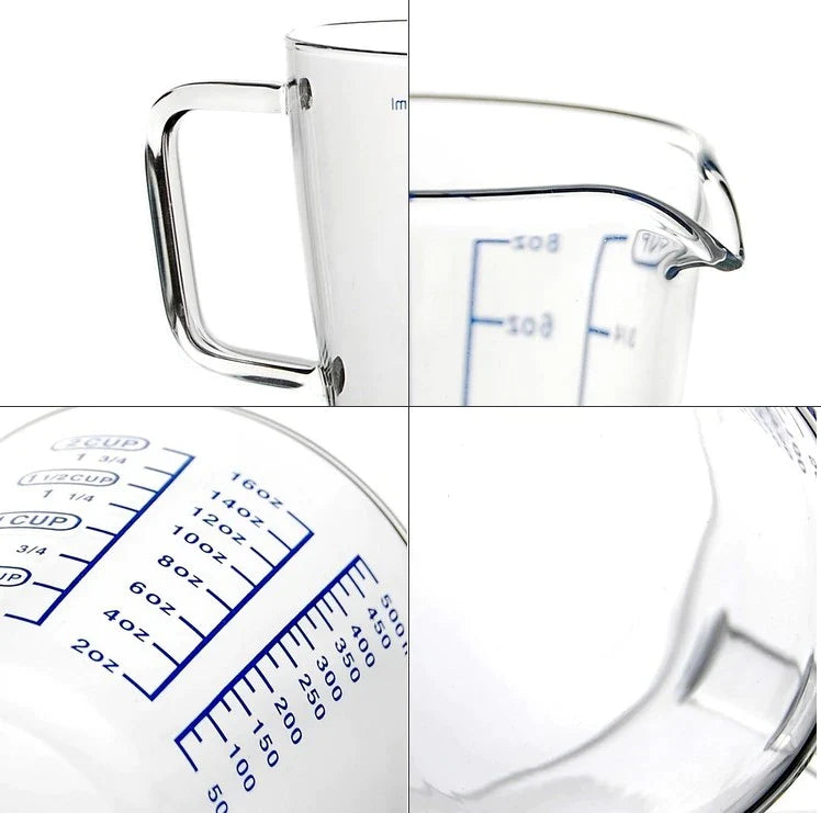 Glass Measuring Cup by Afralia™ - Heat Resistant Milk Jug Tea Coffee Pitcher