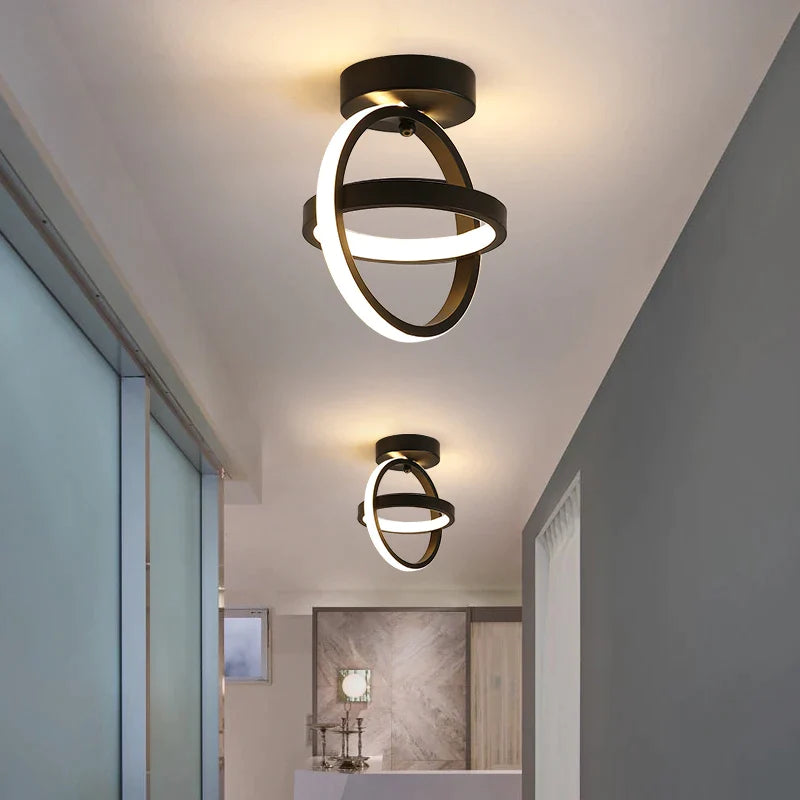 Afralia™ Black Square LED Ceiling Lamp: Modern Lighting for Corridor, Aisle, Cloakroom, Balcony