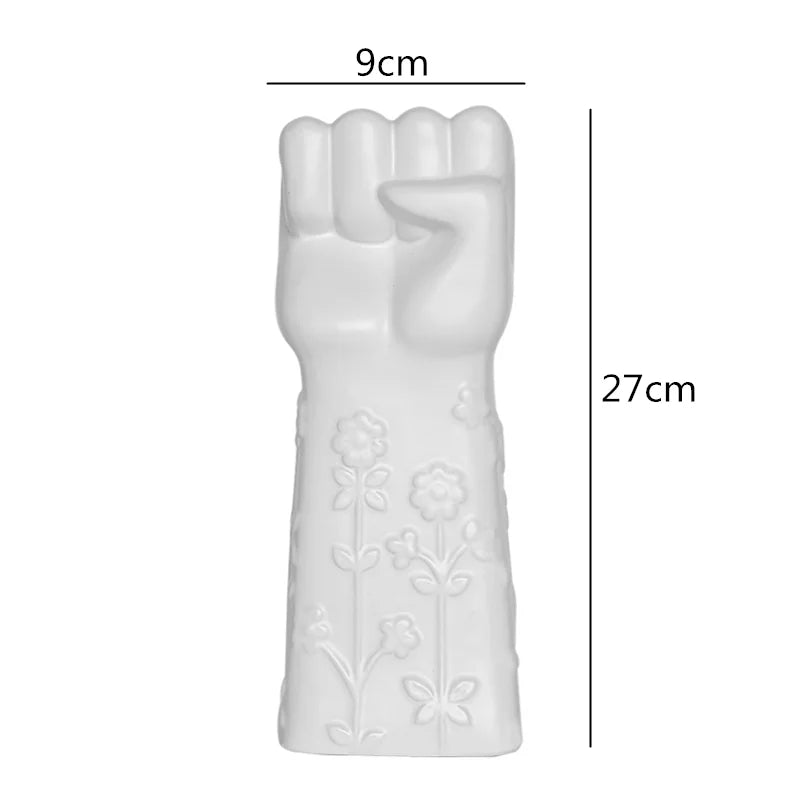 Afralia™ Abstract Character White Ceramics Vase Home Decor Handcrafted Modern Flower Arrangement
