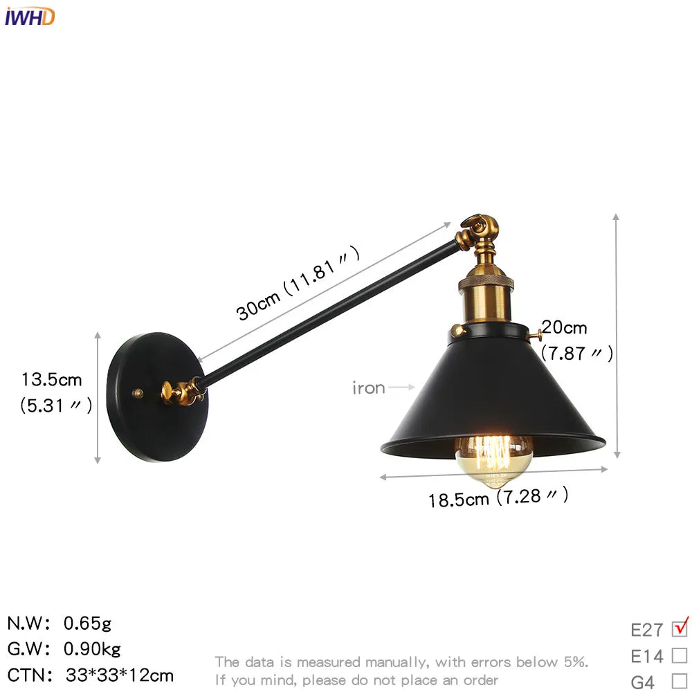 Afralia™ Vintage Industrial Wall Light Sconce LED Retro Bedroom Stair Loft Up Down Lamp