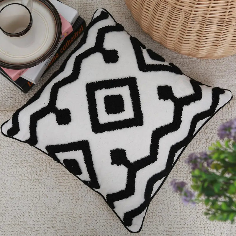 Geometric Afralia™ Black & White Cushion Cover, Home Décor, Living Room, Bedroom, Chair