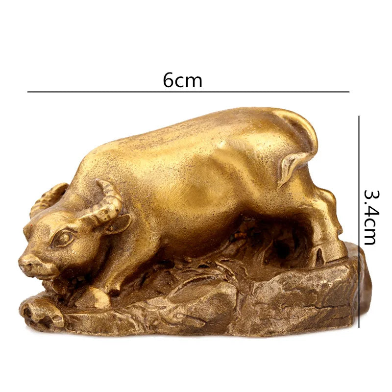 Afralia™ Retro Brass Zodiac Animal Sculpture. Chinese Modern Home Decor Craft.