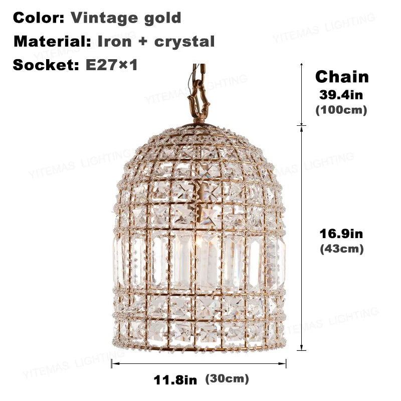 Afralia™ Bronze 1-Light Crystal Chandelier French Lighting for Kitchen, Living Room, Dining, Bedroom