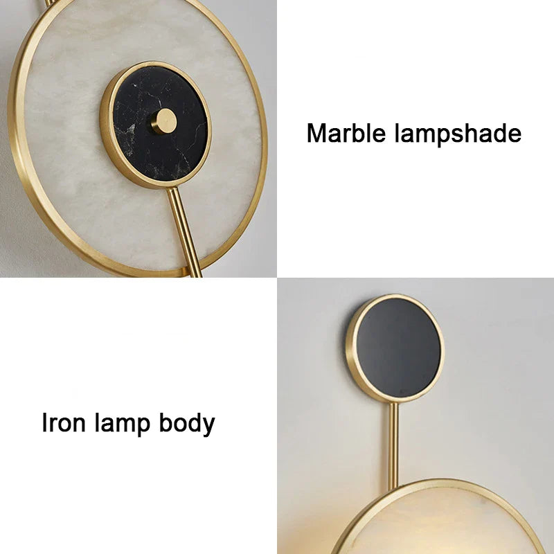 Afralia™ Marble Wall Sconce Lamp 5W LED Minimalis Nordic Bedroom Living Room Luxury Decor