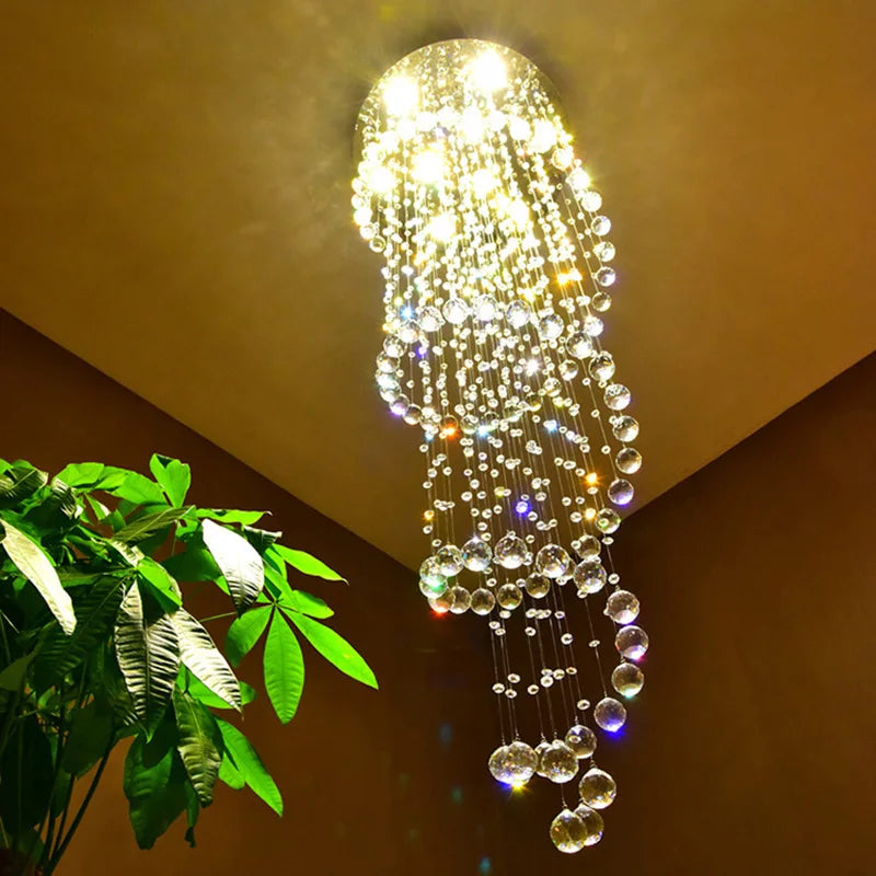 Afralia™ Crystal Chandeliers: Modern Spiral Living Room Lighting for Stair Lamp, Bedroom, Hotel Hall