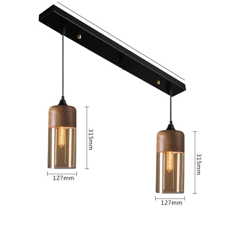 Afralia™ Nordic Wood Color LED Glass Pendant Lights for Dinning Room, Bedroom, Cafe - Modern Hanging Lamp
