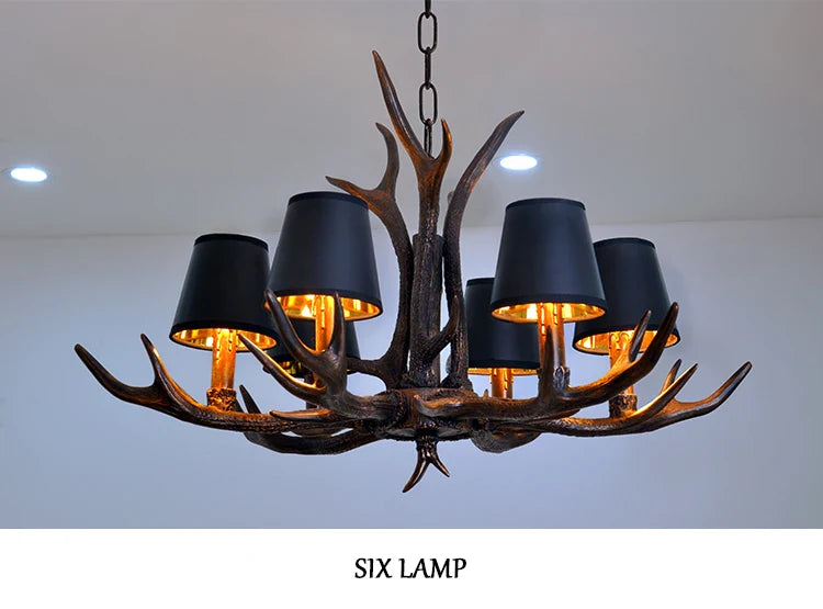 Afralia™ Retro Antlers LED Chandelier Table Dining Room Kitchen Interior Lighting Fixture