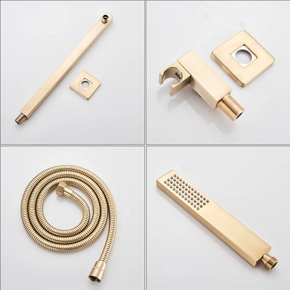Afralia™ 8" Rainfall Shower Faucet Set with Handshower, Single Handle Mixer Tap
