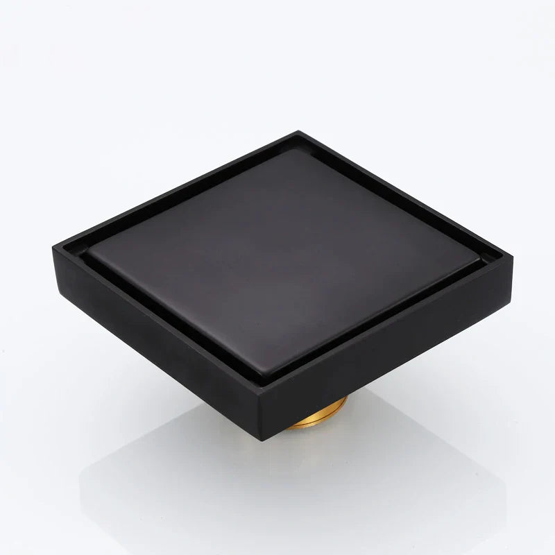 Afralia™ Matte Black Square Floor Drain 10*10cm for Bathroom, Kitchen, Balcony