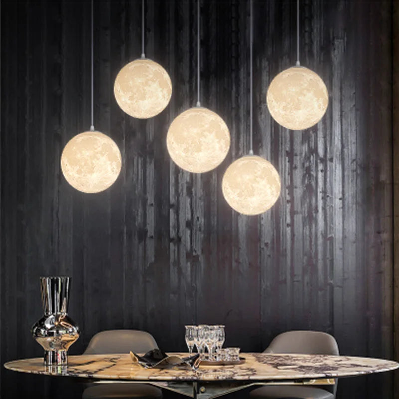 Afralia™ Moon Ball Pendant Light: Modern Nordic Hanging Fixture for Kitchen, Living Room, Bedroom