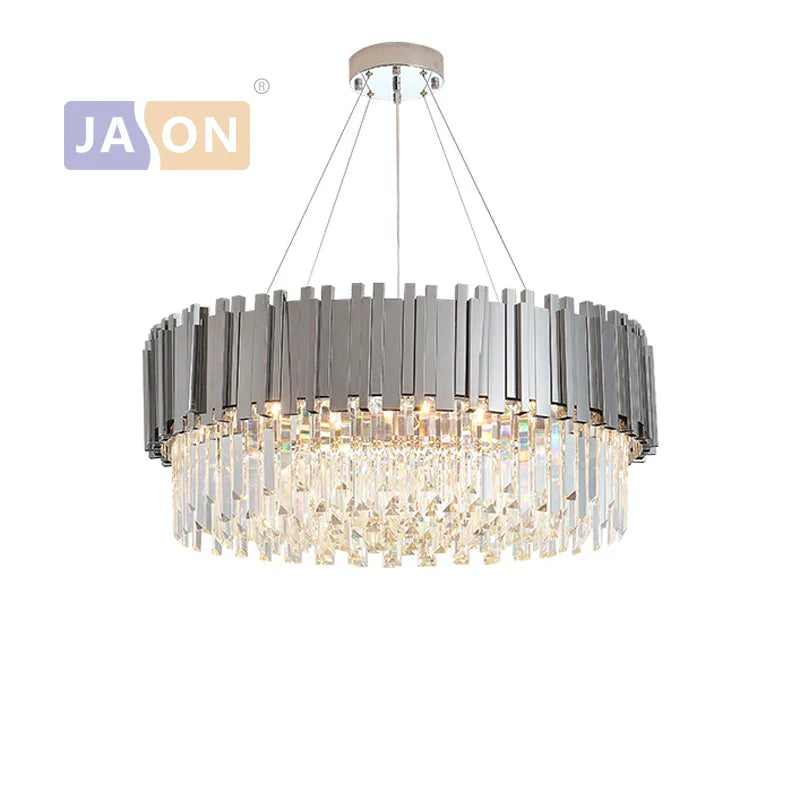 Afralia™ Black Gold Crystal Oval LED Hanging Chandelier Lighting Fixture