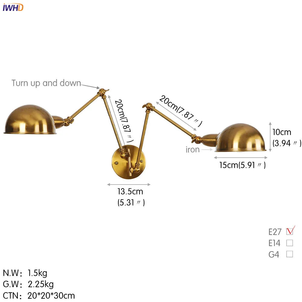 Afralia™ Loft Antique Edison 3-Head Black Wall Sconce Swing Arm Light