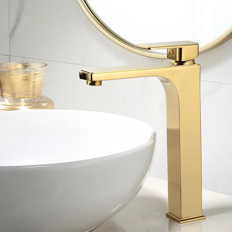Afralia™ Gold Basin Faucet: Single Handle Bathroom Sink Tap & Brass Lavatory Mixer