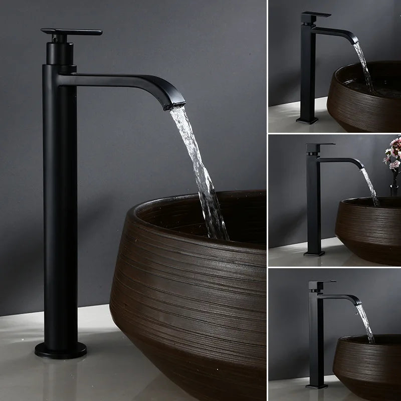 Afralia™ Stainless Steel Cold Water Basin Faucet - Black Bathroom Sink Tap