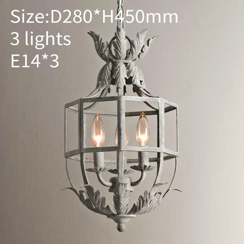 Afralia™ Grey/Gold Metal Cage Chandelier: Russian-Inspired, 3-Light Lustre for Nursery, Kitchen, Dining