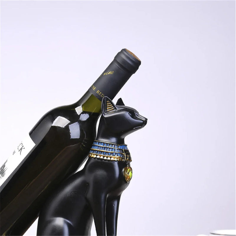 Afralia™ Egyptian Cat God Wine Bottle Holder Figurine: Nordic Style Home Decor & Gift