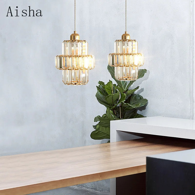 Afralia™ Modern Crystal Pendant Chandelier for Luxury Bedroom, Loft Style Fixture