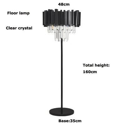 Afralia™ Modern Black Stainless Steel Crystal Marble LED Floor Lamp for Bedroom