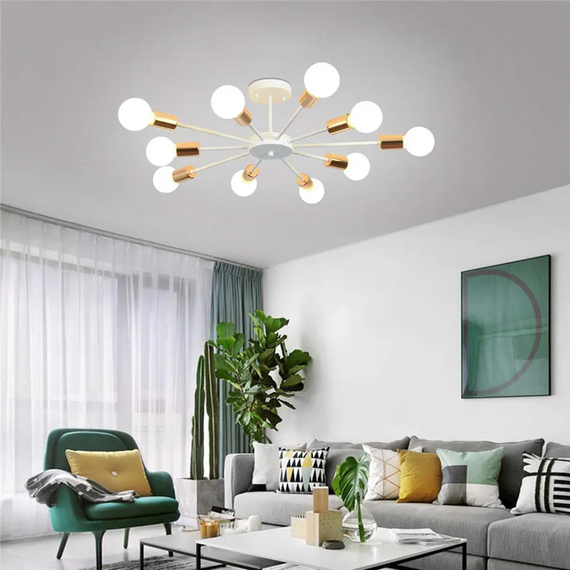 Afralia™ Metal Art Sputnik Chandelier Living Room Ceiling Light