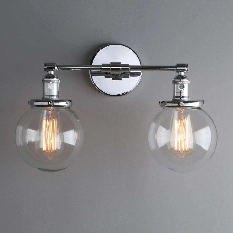 Afralia™ Glass Ball Globe Wall Light for Retro Home Decor - Double Heads E27 Sconce