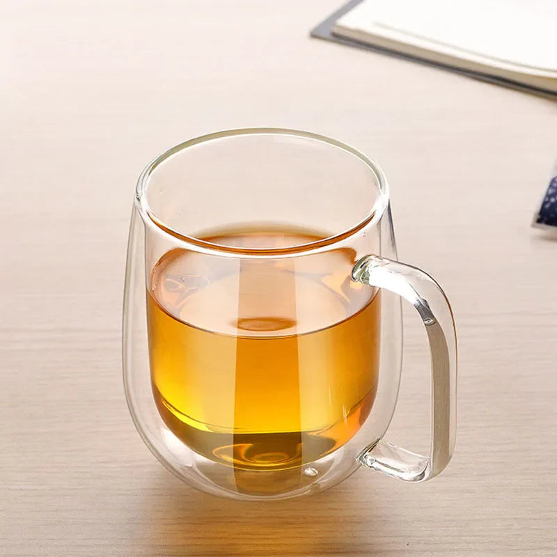 Afralia™ Double Wall Glass Kungfu Tea Coffee Mug