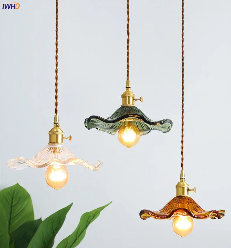 Afralia™ Glass Copper LED Pendant Light: Nordic Style Colorful Lamp for Home and Bar