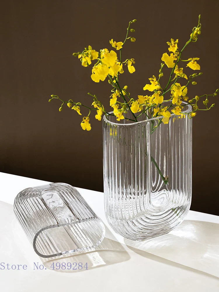Afralia™ Glass Vase U Type Flower Arrangement Hydroponic Modern Home Wedding Decoration