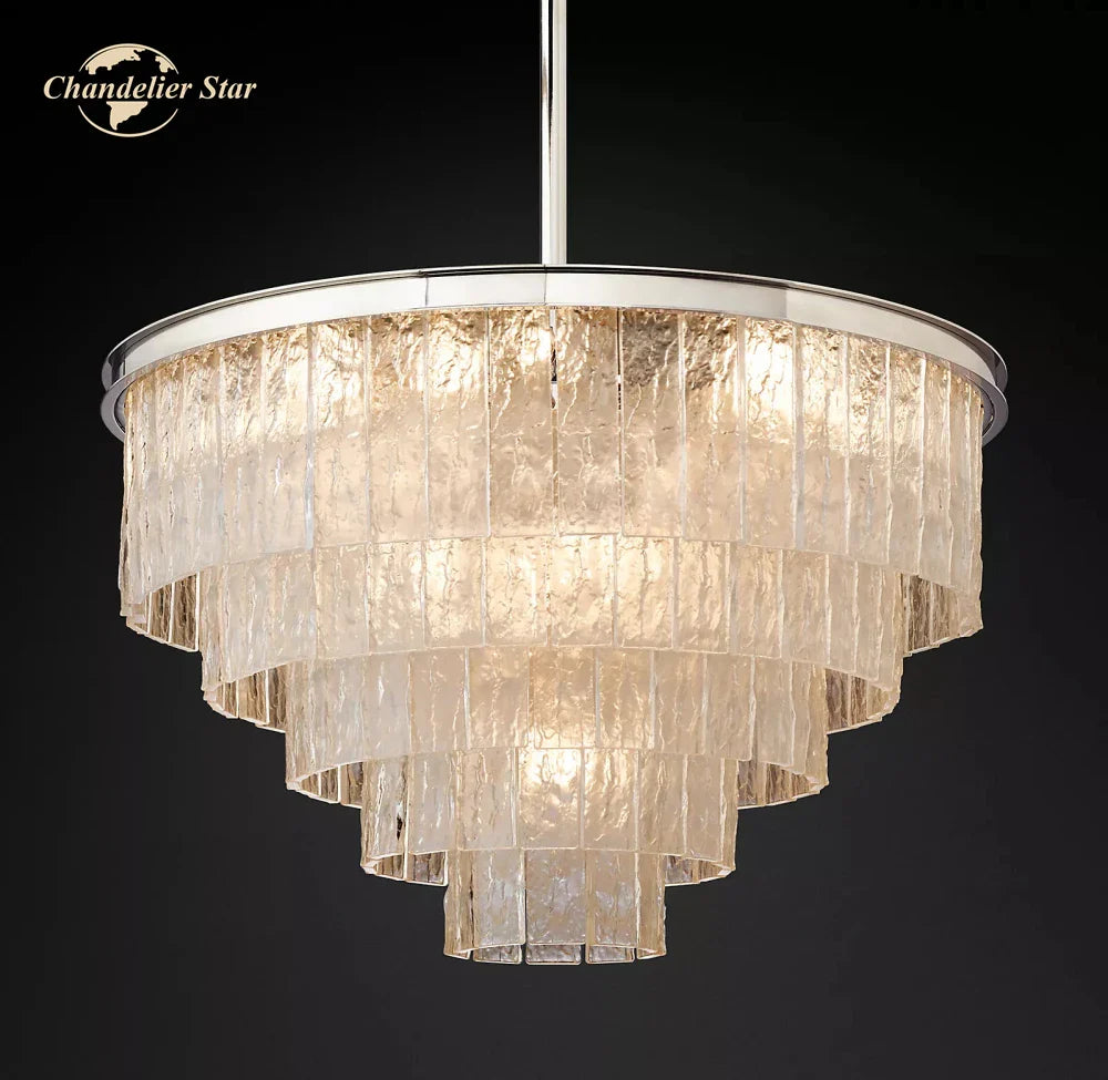 Afralia™ Glace Modern Glass Chandelier for Living Dining Room, Farmhouse Hanging Lamp
