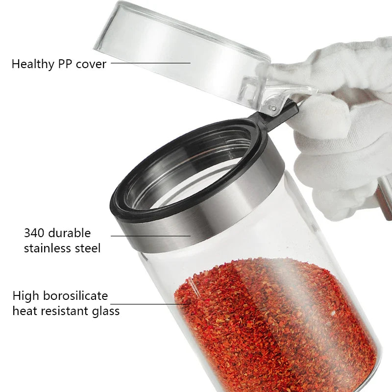 Afralia™ Glass Seasoning Pot with PP Lid Kitchen Supplies
